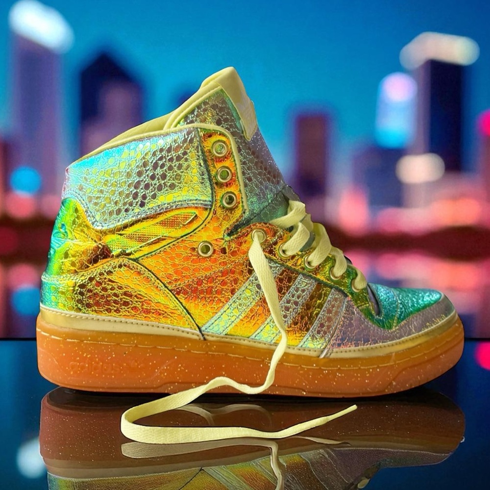 Adidas Jeremy Scott Iridescent Foil Sneakers | 7.5 MENS/ 8.5 WOMENS - UNISEX